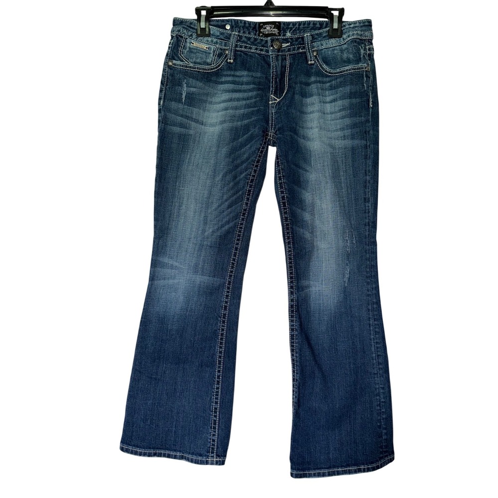 Rock Revival for Express Bootcut Jeans Medium Wash Contrast Stitch Size 30